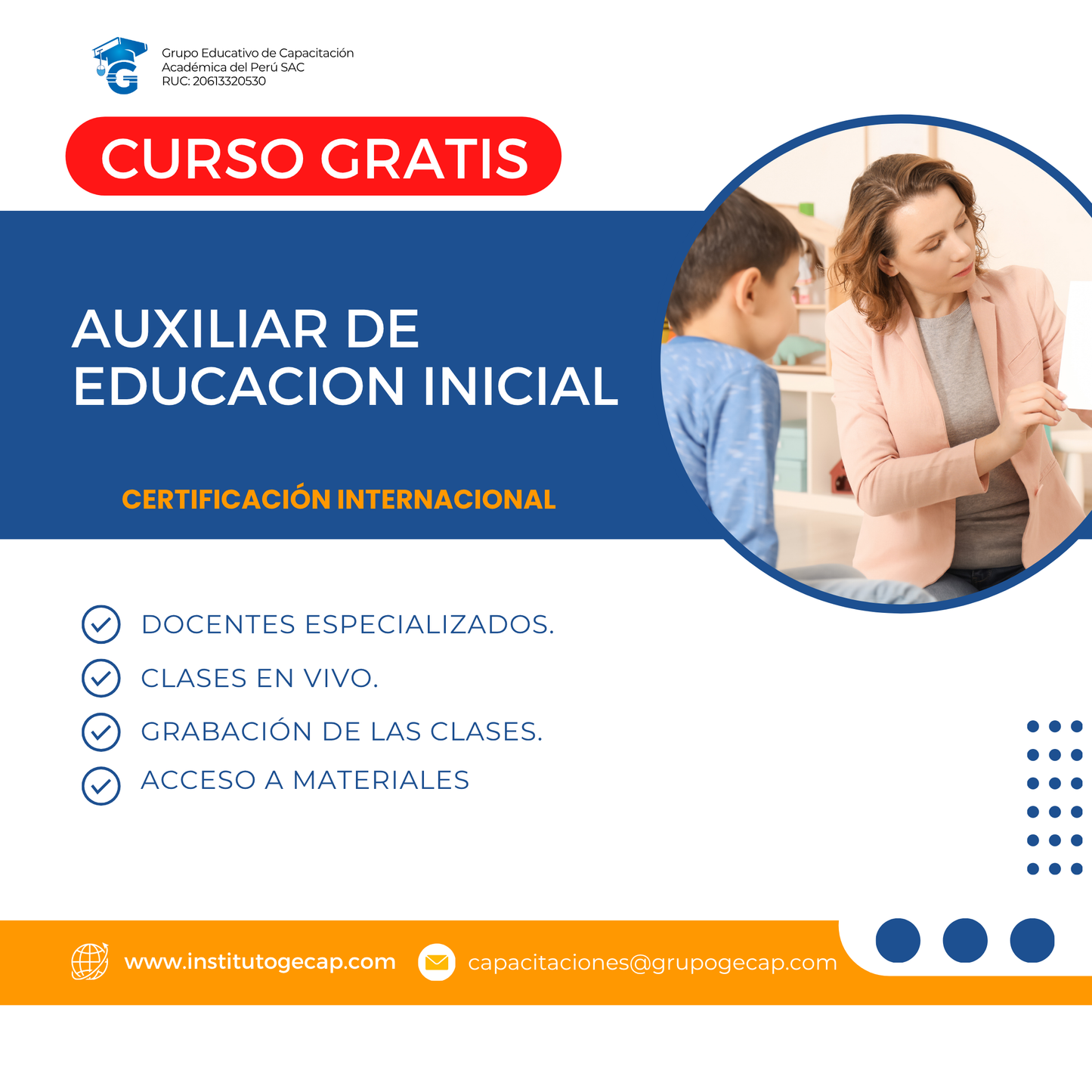 Curso Gratis: Auxiliar de Educación Inicial