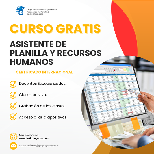Curso Gratis: Asistente de Planilla y Recursos Humanos